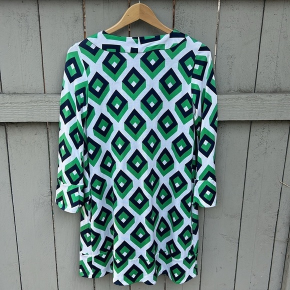 Diane Von Furstenberg Vintage Line Silk Dress Sz 4 Geometric Contemporary - Picture 4 of 7